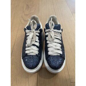 Alexander McQueen Womens Glitter Sneakers White Sole & Laces Size 35 EU